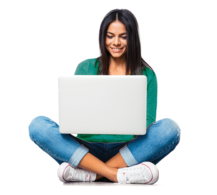 Woman smiling with laptop